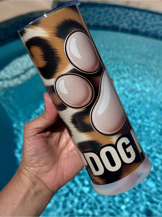 Hand Crafted Other - Dog Mama tumbler leopard cheetah print pattern